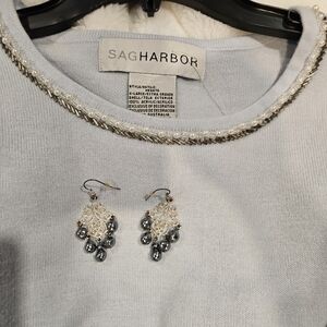 NWT Sag Harbor Light Blue Sweater With FREE Matching Earrings